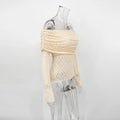Sexy One Shoulder Top Women Fashion Hollow Out See-Through Pleated Lace Top Elegant High Street Party Slim Female Tops