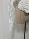 Vintage Patchwork Fish Bone Tunic Blouse for Women O Neck Puff Sleeve Spliced Zipper High End Shirts Female Autumn