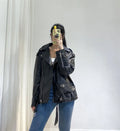 Women's Motorcycle Leather PU Imitation Leather Loose Jacket Black Jacket