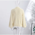 Fuzzy Sequin Zipper Women Cardigan Stand Collar Long Sleeve Loose Knitted Jacket Oversized Sequined Furry Knit Casual Winter Top