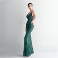 Women Strap Party Maxi Dress Sexy V Neck Evening Dress Celebrity Purple Sequin Dress Long Prom Formal Occasion  Dress