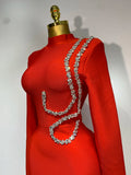 Women Sexy Long Sleeve Diamonds Maxi Long Bodycon Bandage Dress 2025 Celebrity Elegant Evening Party Luxury Birthday Dresses