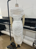 Elegant Spliced Shawl Long Dress for Women Sleeveless High Waist Patchwork Folds Dresses Female New