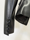 2026 Latest Design Slim Pu Leather Jacket Black Quality Blazer Belt Women Fashion Jackets Coat