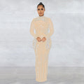 Women Rhinestone Dress with Bodysuit 2 Piece Set Sexy See Through Hot Drilling Evening Gowns Birthday Bodycon Party Dress