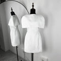Elegant Waist-Cinching Sleeveless Short Dress Women's Round-Neck Short Cape Birthday Dress Female Banquet Party Dress New