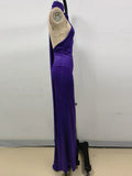 Elegant Solid 3D Flowers Ribbon Women Halter Dress Off Shoulder Sleeveless Backless Slim Female Maxi Dresses Chic Lady Robe