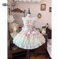 Olivegirl 2026 Kawaii Lolita Dress Women Fashion Design Slim Sling Bow Lovely Princess Dresses Sweet Lace Patchwork Pink Girl