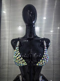 Colorful Sparkly Crystal Women Sexy Halter 2 Pieces Bodycon Bikini Set Summer Vacaion Beach Sexy Swimsuit Swimwear