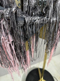 Singer Stage Nightclub Outfit Sexy Chic Gray Pink Glittering Beaded Fringed Halter Dress Performance Costume Dance Party