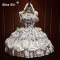 Olivegirl Lolita Dress Sexy Elegant Girl Women's Sweet Purple Lace Bowknot Jsk Dress Halterneck Princess Lolita Puffy Dresses