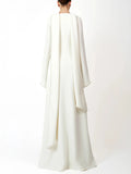 Evening Dresses Long Sleeves O Neck Slim Maxi 2026 Women Dinner Party Gowns With Shawl Pearls Elegant Wedding Robes Lady