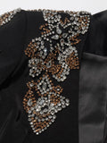 Luxury Diamond Slim Suit Blazer 2026 Autumn New Style Deep V Single Button Black Formal Jacket Coats