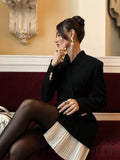 Female Suit Dress 2026 Autumn New Style Temperament Office Slim Fit Patchwork Pleated Hem Mini Dress For Women