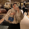 Chic Street Blogger Fashion Girls Winter Trendy Faux Raccoon Fox Fur Coat Jacket Women Thick Warm Cropped Fluffy Overcoats