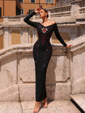 Women Sexy Diamond Bandage Dress Off The Shoulder long sleeves Bodycon Clothes Club Birthday Party Elegant Dresses