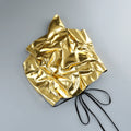 New Fashion Gold Color Laced-up Tops 2 Pieces Bodycon Floor-length Dress Elegant Evening Party Celebrate Dress Vestido