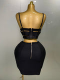 Women Sexy Bandage Tops Fashion Pencil Skirts Set Nightclub Party Celebrate Women's Set
