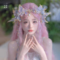 Fantasy Mermaid Princess Hair Crown Exotic Beautiful Liquid Flower Forehead Ornament Traditional Chinese Hanfu Hair Accessory