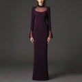 Solid Slim Elegant Trumpet Sleeves Long Dresses for Women Patchwork Diamond Mesh Temperament Dress Female New