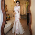 Olive Girl Pink Embroidered Qipao for Garden Wedding 2026 Fairycore Photoshoot Everyday Wear S-XXL XS-3XL Plus Size Embroidered Romantic Garden Party Editorial Not Costume Qipao Cheongsam Chinese Dress Chinese Heritage Fashion Women