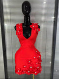 Women Sexy Sleeveless V-Neck Florals Bodycon Mini Bandage Dress Celebrate Cocktail Celebrity Red Carpet Birthday Outfit