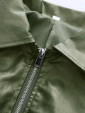 Simpel Basics Patchwork Belt Leather Jacekt for Women Lapel Long Sleeve Spliced Zippers Casual Office Coats Female