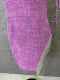 High Quality Women Sexy Strap Purple Cotton Bodycon Mini Dress Diamond Chain Fashion Celebrate Cute Birthday Dress