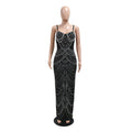 Women's Pearl Beading Rhinestone Sequin Dress Sexy Party Club Night Formal Evening Dress Hot Drilling Birthday Outfits