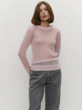 Mohair Round Neck Pullover Sweater For Women 2025 Spring Summer New Knitted Bottom Semi-sheer Knit Sweater Female Top