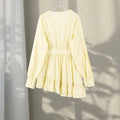 Elegant Asymmetric Cascading Ruffles Mini Dress Women Loose Solid V-neck Full Sleeve Button Summer Dresses  Lady Robes New