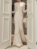 Solid Color Elegant Party Vestido Women'S Spliced Mesh Sequin Slim Long Sleeved Maxi Long Dress