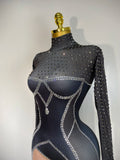 Sparkly Diamond Women Sexy Bodycon Jumpsuit Nightclub Bar Party Show Gogo Dancer Clothing Drag Queen Outfit Stage Costume