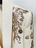 2026 Newest Designer Sequin Bead Luxury Blazer Jacket Women's Single Breasted Slim Long Brazer Vestidos