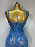 Luxury Rhinestones Sexy Mesh See Through Bodycon Dress Women Birthday Evening Cocktail party Gown Red Carpet Club Stage Outfit
