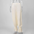 Fashion Ruched Long Trousers Women's Elastic Waist Elegance Solid Leisure Trousers 2025 Autumn Commuting Clothing Female