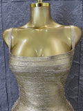 Women Sexy Metallic Gold Silver Bronze Bodycon Dress with Thin Straps and Drawstring Hem Evening Event Women Clubwear Outfit