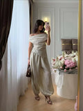 Collection Of Versatile Linen Midi Sets Square Neck Relaxed Fit Casual Day Wear Fashion Daily Linen Pants Women Summer 2026