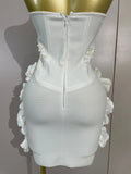 Elegant Cute Pearl Beaded Flower Sexy Strapless Bodycon Mini Bandage Dress Celebrate Eveing Party Birthday Cocktail Wedding Wear