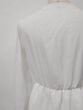 Solid Spliced Folds Slimming Mini Dresses for Women V Neck Long Sleeve Chic Elegant Coats Female Fashion Style