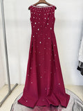 Elegant Celebrity Evening Party Gowns Women's Heavy Industry Diamonds Beading Sleeveless Tank Long Dress Vestidos