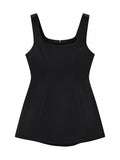 Solid Three Piece Set for Women Square Collar Sleeveless Top with Shawl Sheer Mesh Long Skirt Sexy Outfit Female