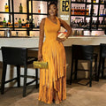 2026 New Women Birthday Party Dress Summer Slim Elegant Sleeveless Skew Collar Tassel Long Dresses Street Vintage Dress