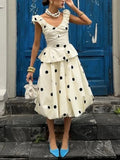 White Spliced Folds Two Piece Set Female V Neck Sleeveless Top Gentle Elegant Women's Skirt Sets Summer Fashion New