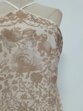 French Retro Floral Printing Dresses for Women Halter Sleeveless High Waist Spliced Tassel Hem Midi Dress Female