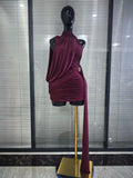 Winered Pink Women Sexy Draped Bodycon Mini Dress High Stretch Celebrate Nightclub Party Cocktail Fashion Homecoming Outfit
