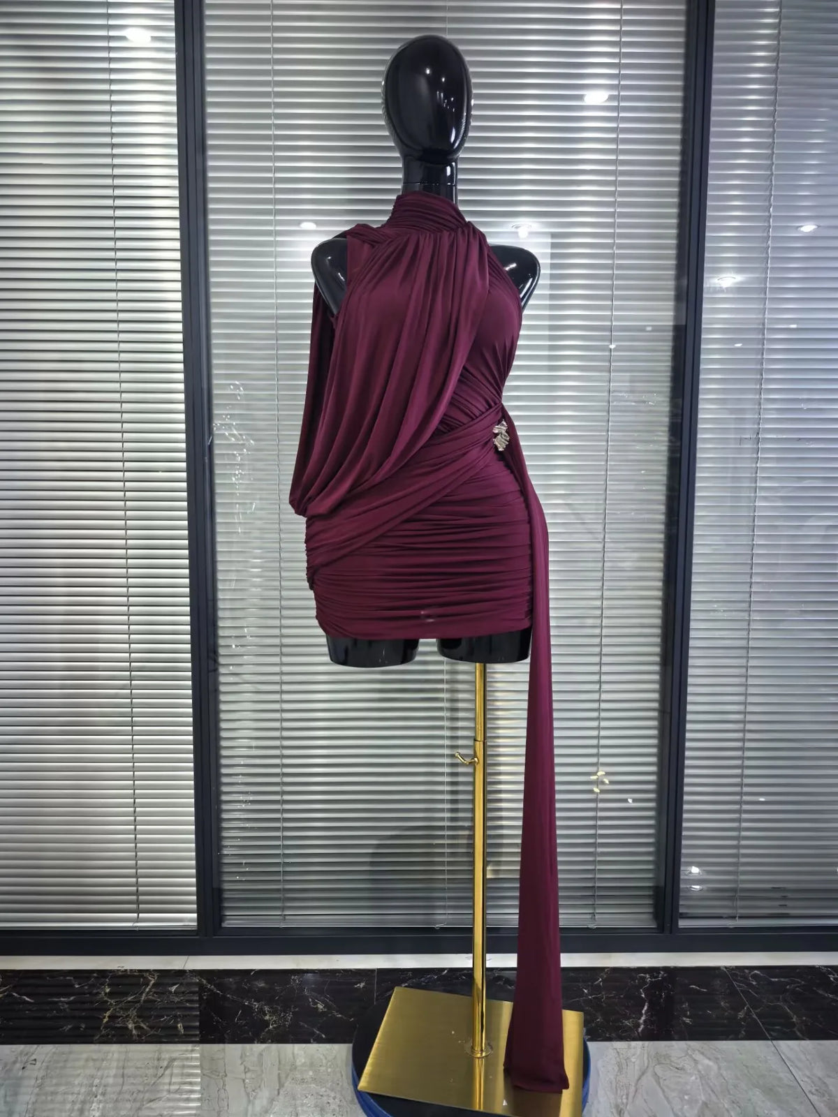 Winered Pink Women Sexy Draped Bodycon Mini Dress High Stretch Celebrate Nightclub Party Cocktail Fashion Homecoming Outfit