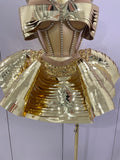 Sexy Stage Performance Costume Two Piece Set Silver Sequins Rhinestone Fancy Outfit Women Backless Shiny Birthday Party Dresses