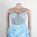 Sexy Rhinestone Bodycon Ruched Puff Suspenders Dresses Women Sheer Mesh Birthday Party Night Clubwear Summer Dresses Robes