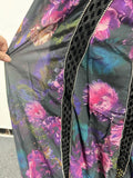 Elegant Floral Printing Long Dressess For Women Stand Collar Lantern High Waist Spliceed Rivet Hollow Out Dress Female New
